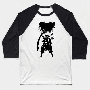 Kung Fu Girl minimal silhouette white Baseball T-Shirt